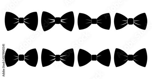 Set of various black bow tie silhouettes.  Perfect for fashion, design, or formal event themes.