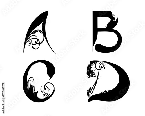 Beautiful alphabet letters ABCD with 