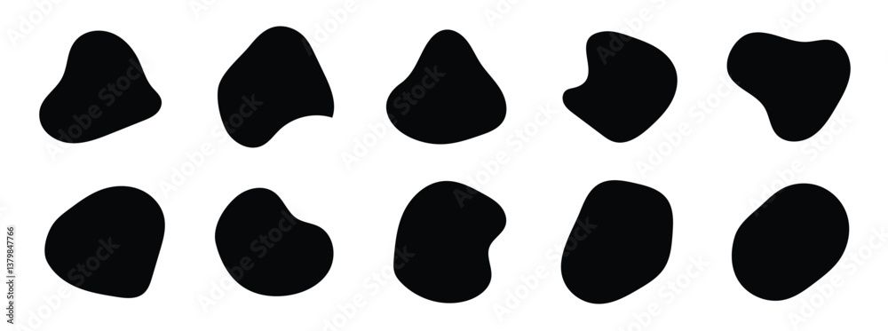 Fototapeta premium abstract organic blob shapes set. Wavy elements bubbles and drops in trendy y2k style. Random blob shapes. Organic blobs set. Rounded abstract organic shapes collection in eps 10.