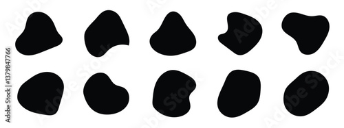abstract organic blob shapes set. Wavy elements bubbles and drops in trendy y2k style. Random blob shapes. Organic blobs set. Rounded abstract organic shapes collection in eps 10.