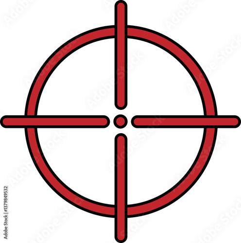 Red Black Line Gun Crosshair Icon 4 The line is circled on the periphery, there is a point in the middle