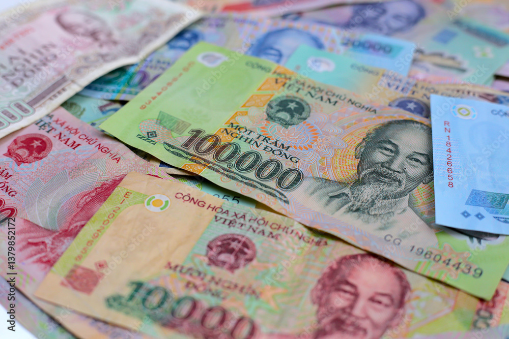 Obraz premium Vietnamese dong banknotes. Money concept