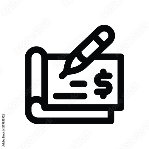 cheque line icon. Clean and minimalist vector icon for websites, mobile apps, presentations, and logos. Fully scalable and customizable for any project.