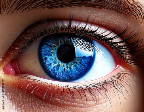 Beautiful blue  single eye close up, black and white