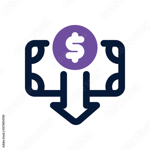 money loss dual tone icon. Sleek and modern vector icon for websites, mobile apps, marketing materials, and corporate design. Fully scalable and ready to use.