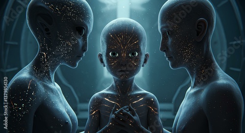 Human-Alien Hybrid Child: Sci-Fi Futuristic Mixed-Species Concept Art