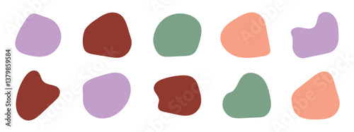 abstract organic blob shapes set. Wavy elements bubbles and drops in trendy y2k style. Random blob shapes. Organic blobs set. Rounded abstract organic shapes collection in eps 10.