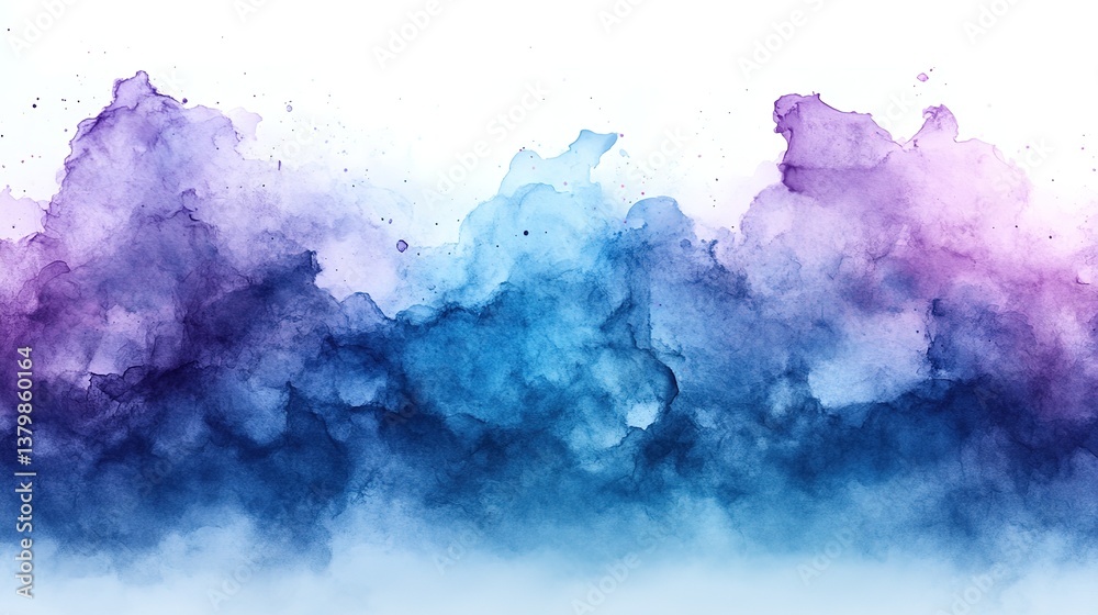 Obraz premium Dreamy watercolor wash background with serene blending of blues and purples