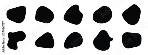 abstract organic blob shapes set. Wavy elements bubbles and drops in trendy y2k style. Random blob shapes. Organic blobs set. Rounded abstract organic shapes collection in eps 10.
