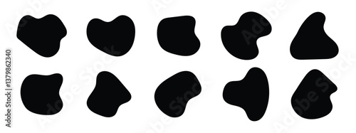abstract organic blob shapes set. Wavy elements bubbles and drops in trendy y2k style. Random blob shapes. Organic blobs set. Rounded abstract organic shapes collection in eps 10.