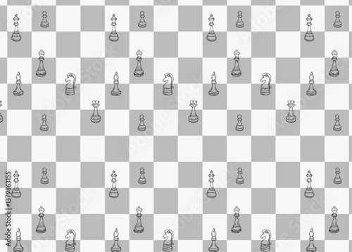 Hand-drawn vector seamless chess pattern
