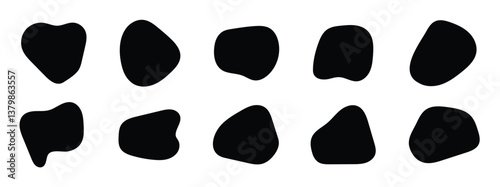 abstract organic blob shapes set. Wavy elements bubbles and drops in trendy y2k style. Random blob shapes. Organic blobs set. Rounded abstract organic shapes collection in eps 10.
