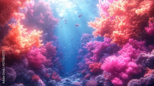 Wallpaper Mural Vibrant coral reef underwater scene Torontodigital.ca