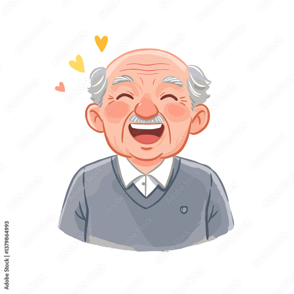 Happy elderly man smiling with joy against a white background Happy elderly man smiling with joy against a white background