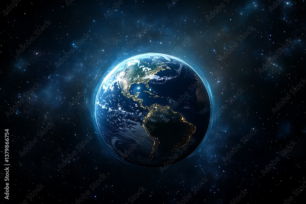 Earth From Space View with City Lights in Night Transparent Background Earth From Space View with City Lights in Night Transparent Background