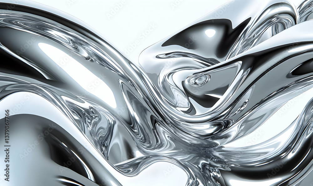 Abstract Silver Fluid Design with Smooth Curves and Reflections Abstract Silver Fluid Design with Smooth Curves and Reflections