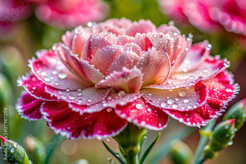 A carnation with layers of petals that droop like wet spaghetti