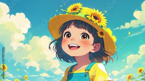little girl with flowers