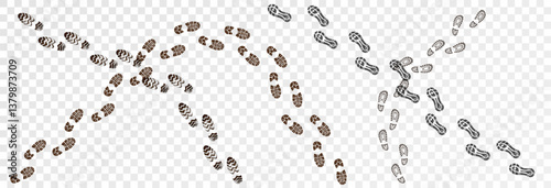 A set of human footprints, shoe prints and palm prints. Collection of vector prints of feet, hands, shoes on transparent background png.	
