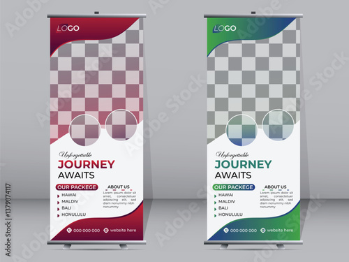 Travel Agency Roll-Up Banner Template – Modern Vacation Promo Design