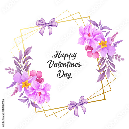 Hand-painted watercolor floral Valentine frame