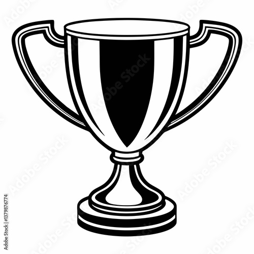 Golden trophy cup isolated on white background representing victory and achievement