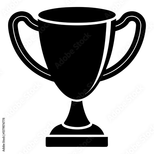 Golden trophy cup isolated on white background representing victory and achievement