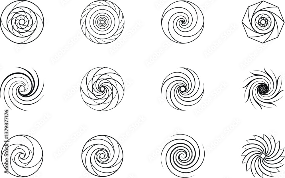 Abstract Spiral Designs Geometric Patterns, Swirls, and Circular Motifs Abstract Spiral Designs Geometric Patterns, Swirls, and Circular Motifs