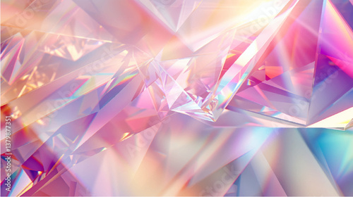Glowing Crystal Vector Illustration with Sparkling Light Effects, Mystical and Abstract Design