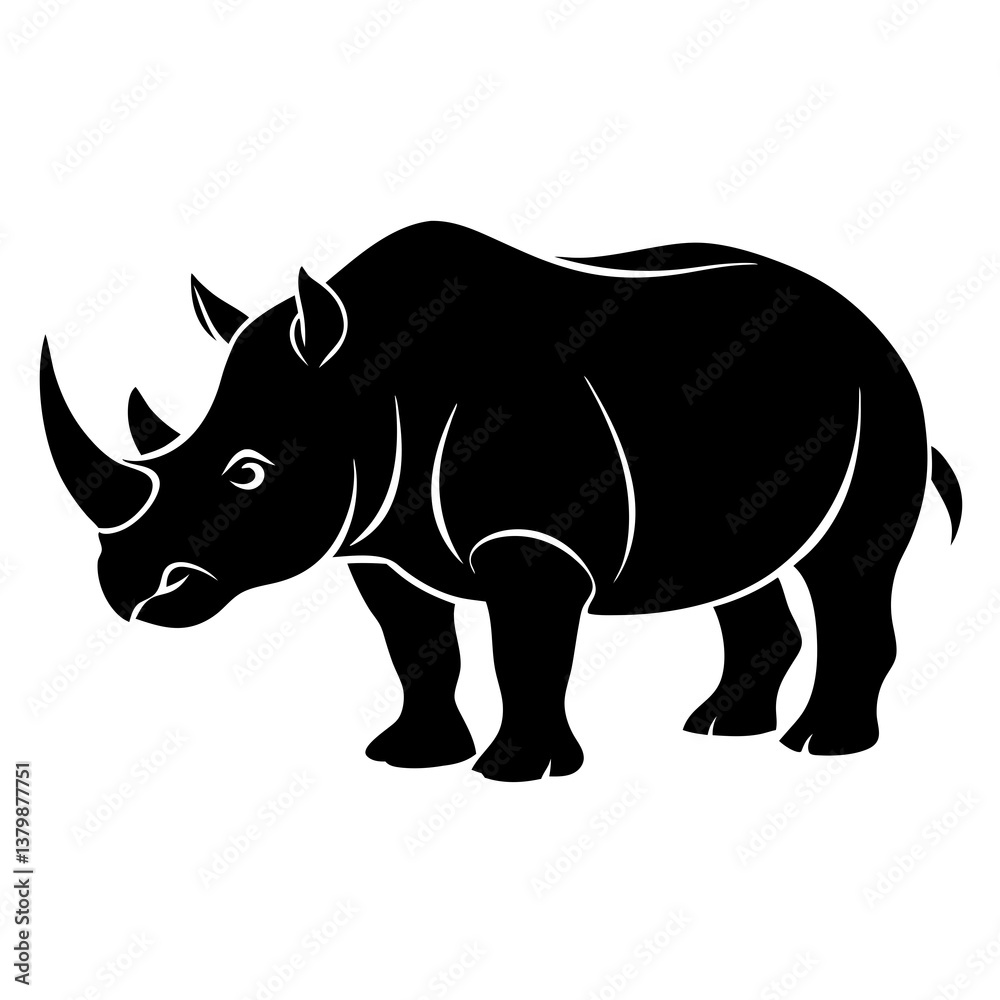 Fototapeta premium Rhino standing alone on a white background