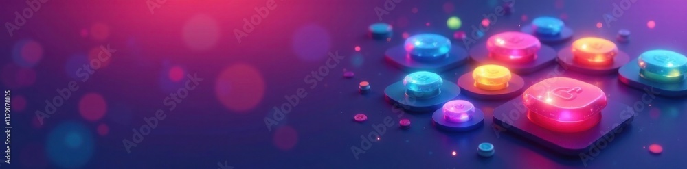 Colorful gradient app icons on a sleek background, software design, trendy designs, tech icons Colorful gradient app icons on a sleek background, software design, trendy designs, tech icons