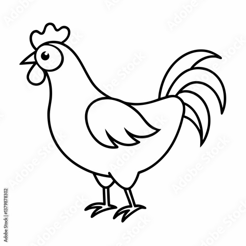 Cute and Funny Vector Illustration of Farm Chickens and Rooster