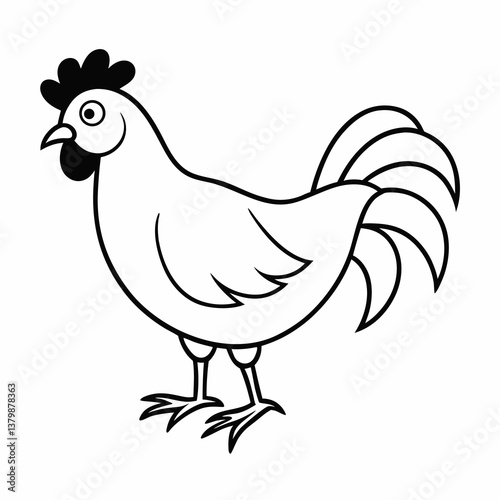 Cute and Funny Vector Illustration of Farm Chickens and Rooster