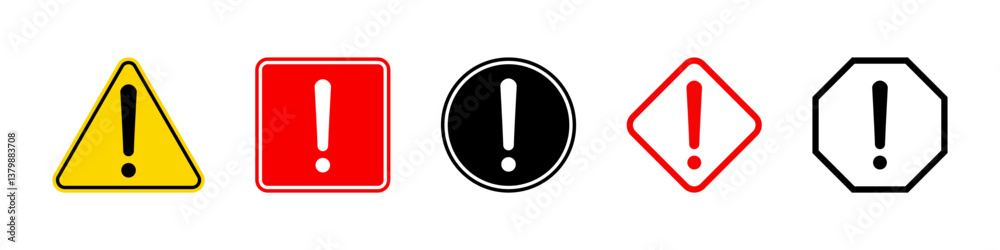 Exclamation marks. Caution alarm set. Danger sign vector collection Exclamation marks. Caution alarm set. Danger sign vector collection
