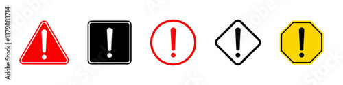 Exclamation marks. Caution alarm set. Danger sign vector collection
