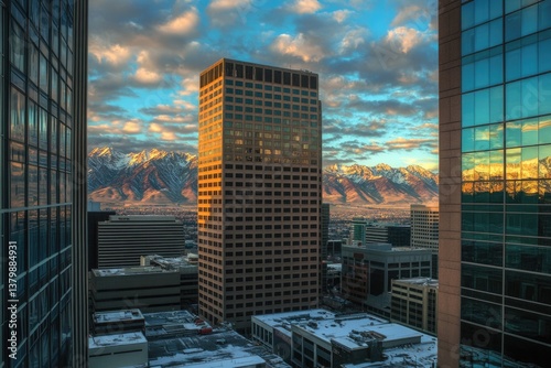 Down Town Salt Lake City - Urban Architecture with Skyscrapers and Offices