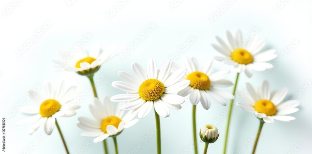 Fototapeta premium Chamomile flowers isolated on white background with crisp details, full depth of field, chamomile, plant