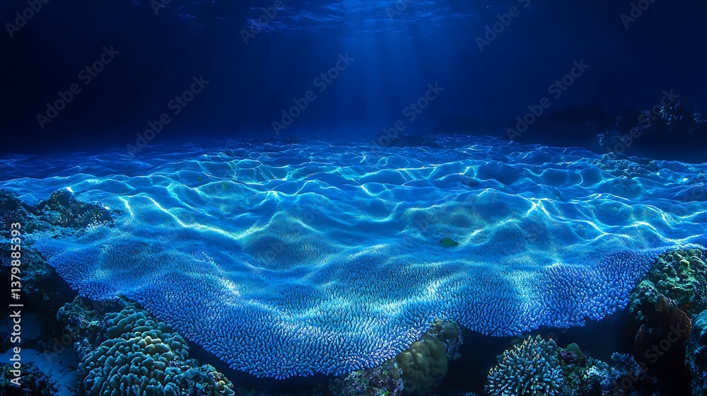 Fototapeta premium Underwater scene showing sunlight dancing on a coral reef