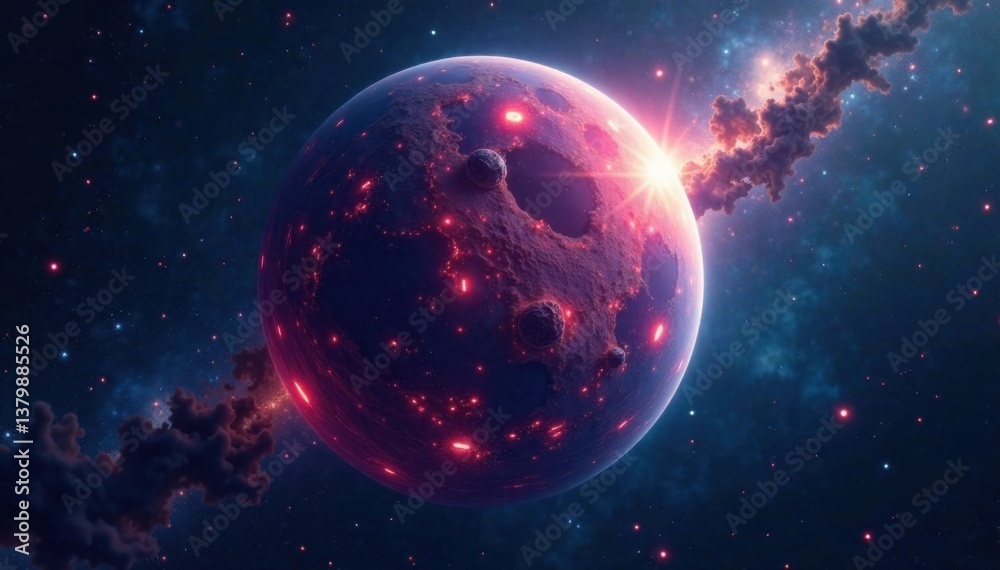 Obraz premium Ethereal celestial body suspended in dark space, starry night, universe, cosmos