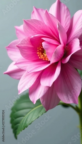 Close up of a vibrant pink flower with delicate petals,  garden,  beauty