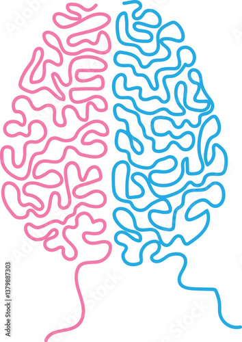 Dual Brain Hemispheres: Colorful Thinking Concept Vector