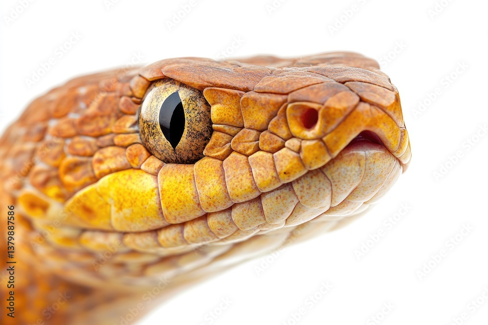 Eastern Copperhead: Close-Up of Venomous Reptile on White Background Eastern Copperhead: Close-Up of Venomous Reptile on White Background