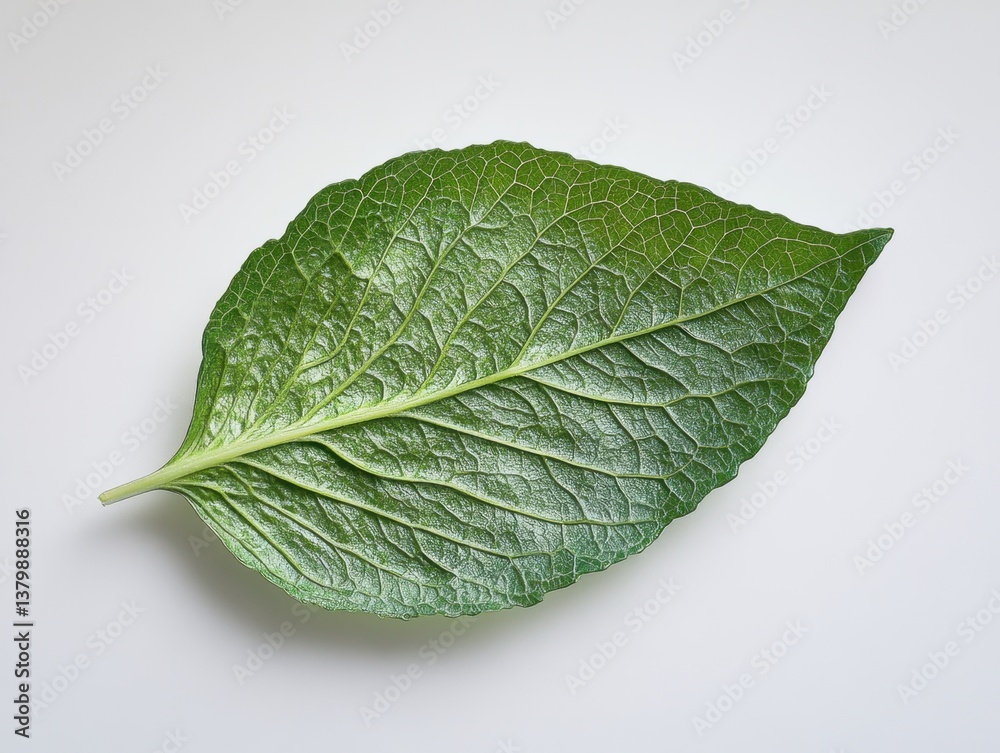 Obraz premium Fresh and natural crisp green lettuce leaf isolated on a pure white background showcasing its textural details