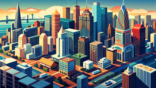 Downtown San Francisco aerial view of skyscrapers