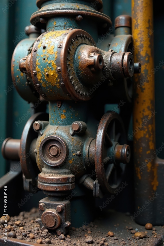 Grunge metal machinery with rusty parts and dust, dust, machinery Grunge metal machinery with rusty parts and dust, dust, machinery