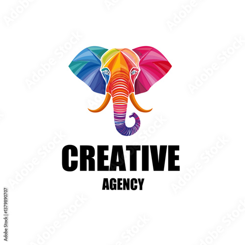 Obraz na płótnie vector illustration of a elephant with text creative agency logo icon design w salonie