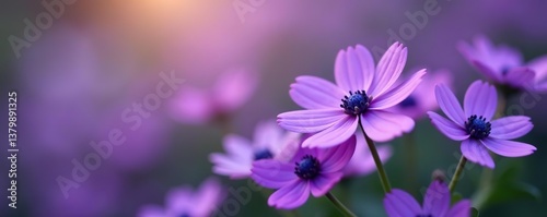 Close-up of purple flowers with white centers against blurred background,  nature,  close-up