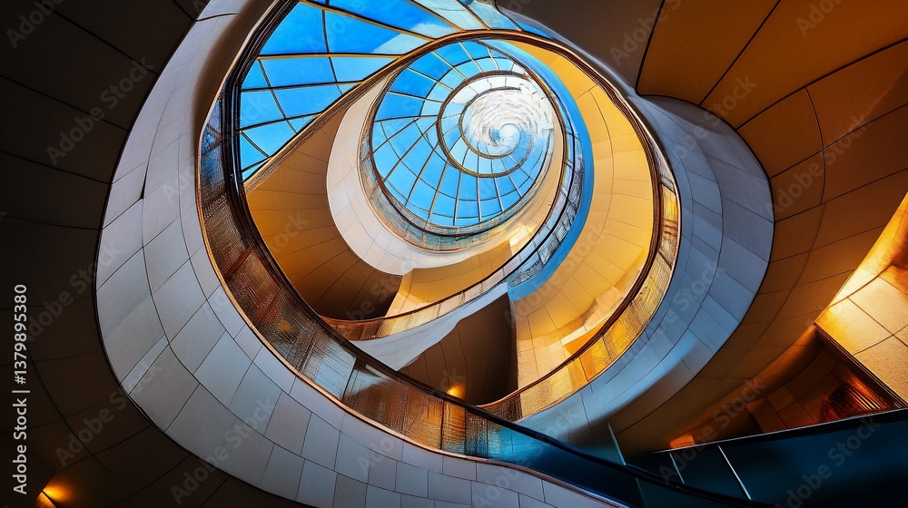 Fototapeta premium Spiral Ascent Glass Ceiling Curved Architecture