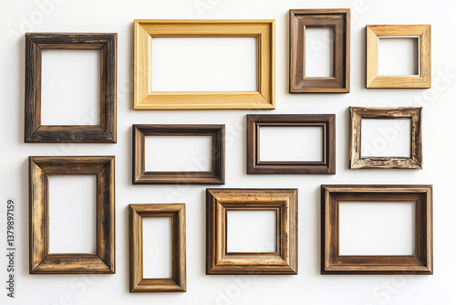 Elegant Vintage Picture Frame Collection on White Background