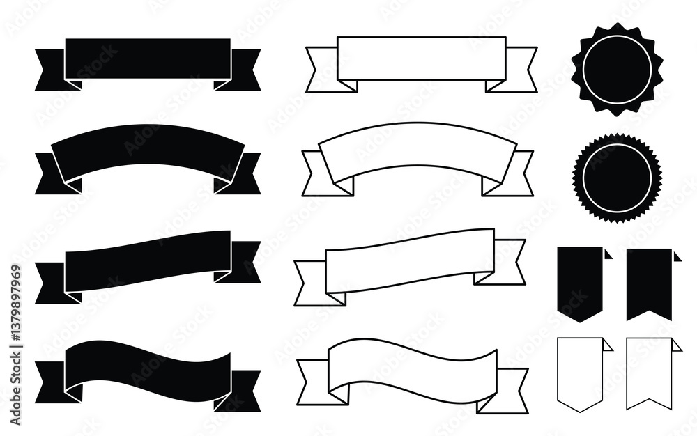 Ribbon banners set. Modern simple ribbons collection. Vector illustration. Ribbon banners set. Modern simple ribbons collection. Vector illustration.